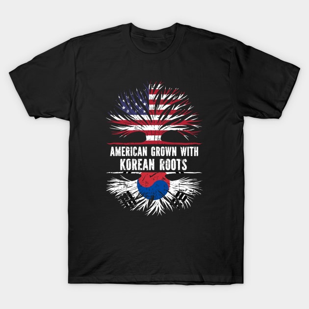 American Grown with Korean Roots USA Flag T-Shirt by silvercoin